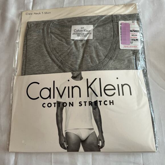 Calvin Klein Shirt 1pc Stretch Gray Crew Neck Size S NWT - Picture 1 of 3